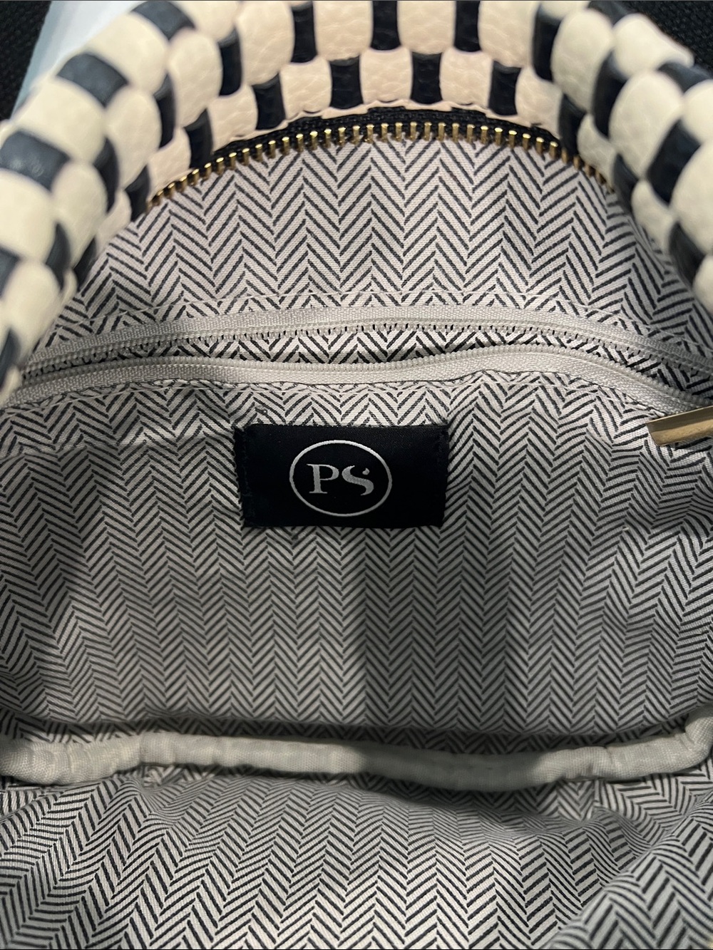 Checkerboard Crossbody Belt Bag - Black & Cream - Picture 2 of 6